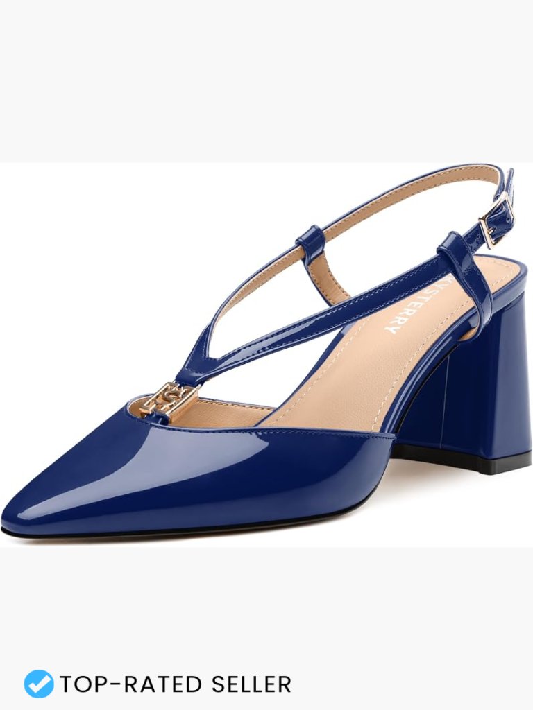 Chunky Block Square Toe High Heel Pumps Slingback Ankle Strap Work Party Dress